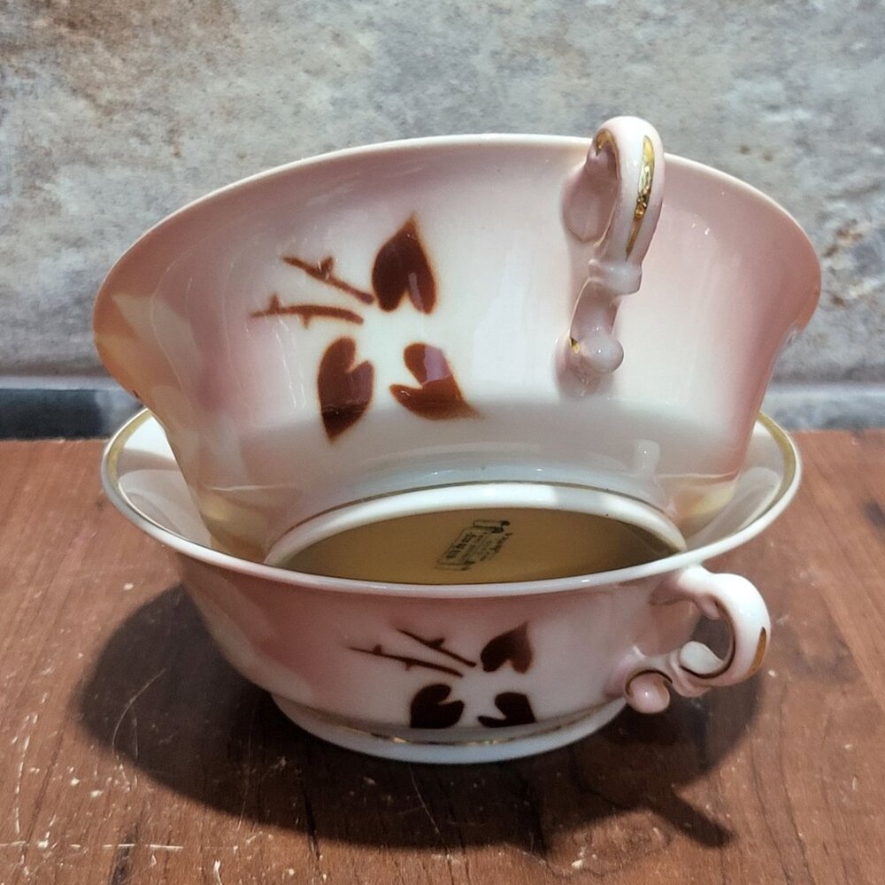 Vintage Syracuse China Madam Butterfly Handled Soup Cups Bowls Set of 2